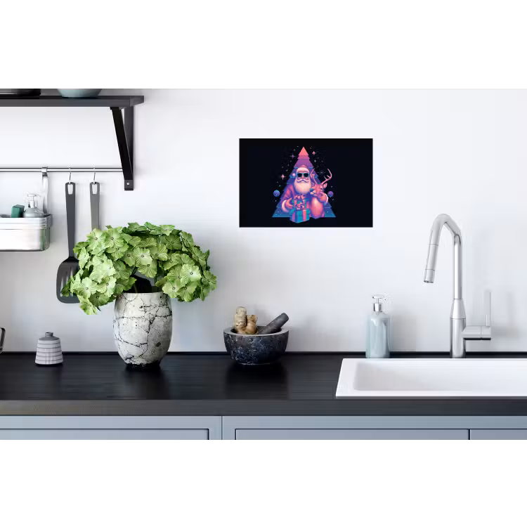 Retro - Kerstman - Rendieren - Kerstboom Muursticker klein -keuken