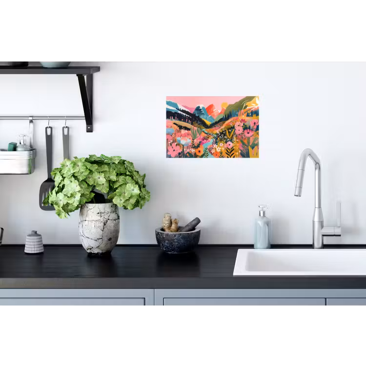 Rivier - Diepte - Bloemen Muursticker klein -keuken