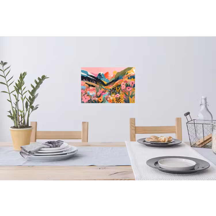 Rivier - Diepte - Bloemen Muursticker klein -eettafel