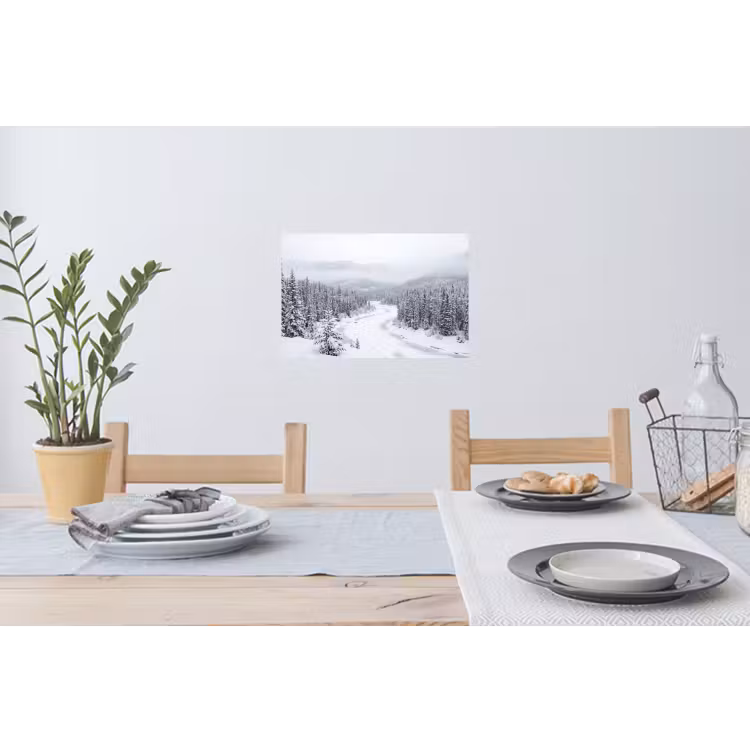 Rivier - Bevroren - Landschap - Winter Muursticker klein -eettafel