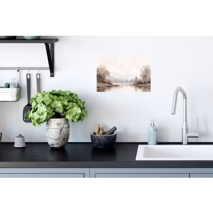Rivierlandschap - Minimalistisch - Aardetinten Muursticker klein -keuken