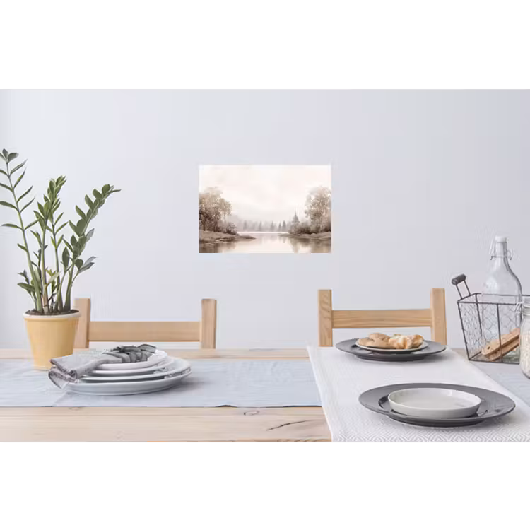 Rivierlandschap - Minimalistisch - Aardetinten Muursticker klein -eettafel