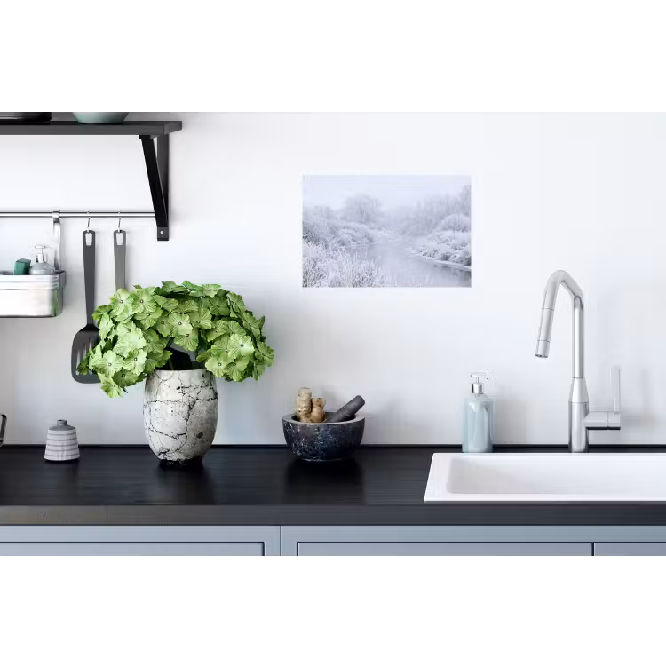 Rivier - Sneeuw - Bos - Winter - Schilderachtig Muursticker klein -keuken