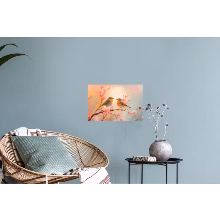 Roodborstjes - Sierlijk - Bloesemtak Muursticker klein -plant