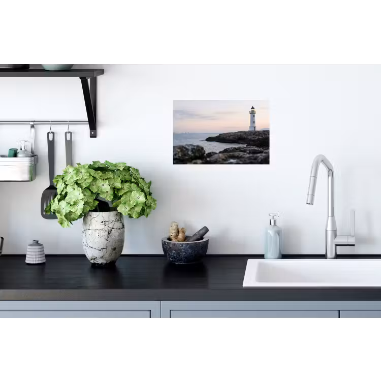 Rotsen - Vuurtoren - Wit Muursticker klein -keuken