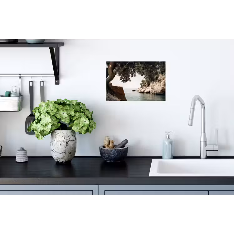 Rotsen - Zee - Boom - Groen Muursticker klein -keuken