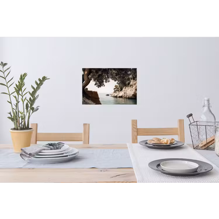 Rotsen - Zee - Boom - Groen Muursticker klein -eettafel