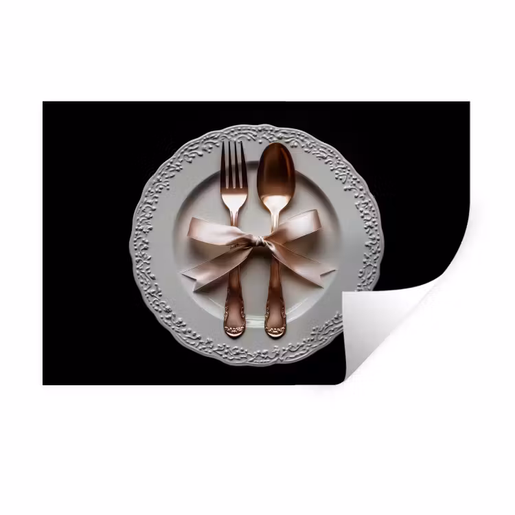 Rose - Strik - Bestek Muursticker klein -3d