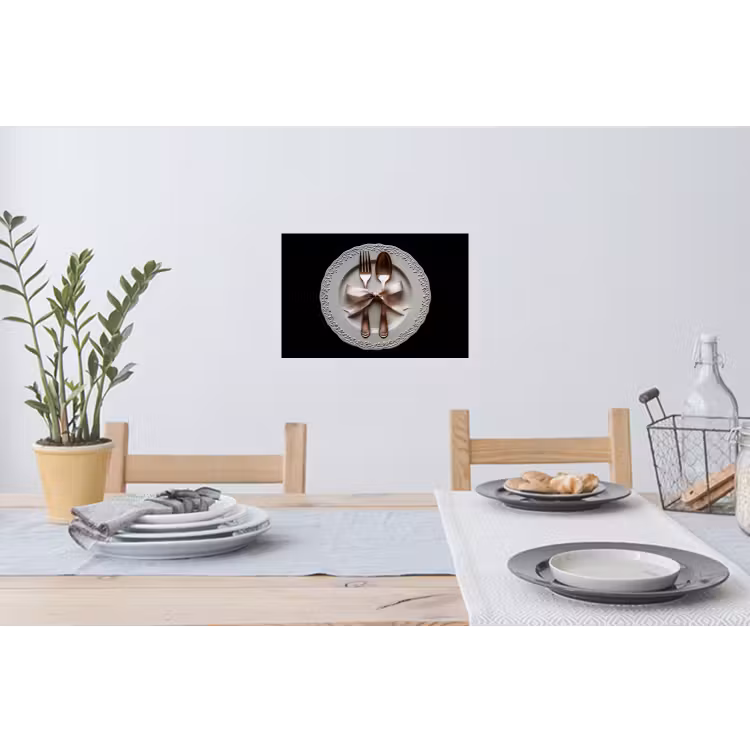 Rose - Strik - Bestek Muursticker klein -eettafel