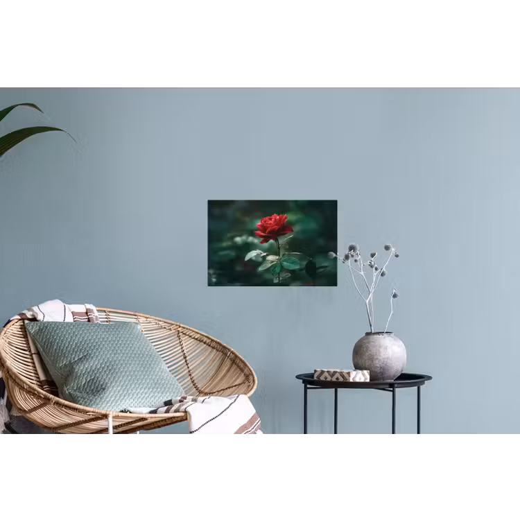 Roos - Bladeren - Dieprood Muursticker klein -plant