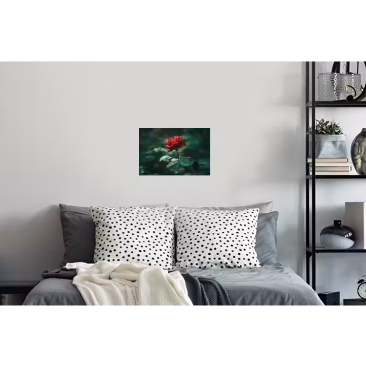 Roos - Bladeren - Dieprood Muursticker klein -slaapkamer