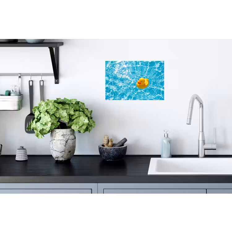 Badeend - Dobberen - Blauw Muursticker klein -keuken