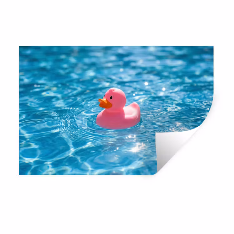Badeend - Dobberend - Roze Muursticker klein -3d