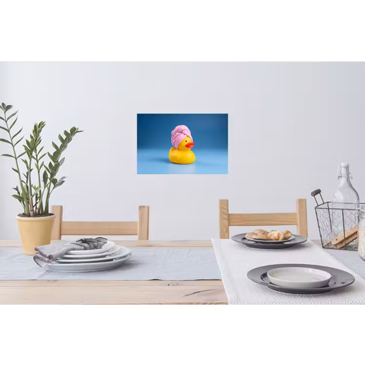 Badeend - Handdoek - Blauw Muursticker klein -eettafel