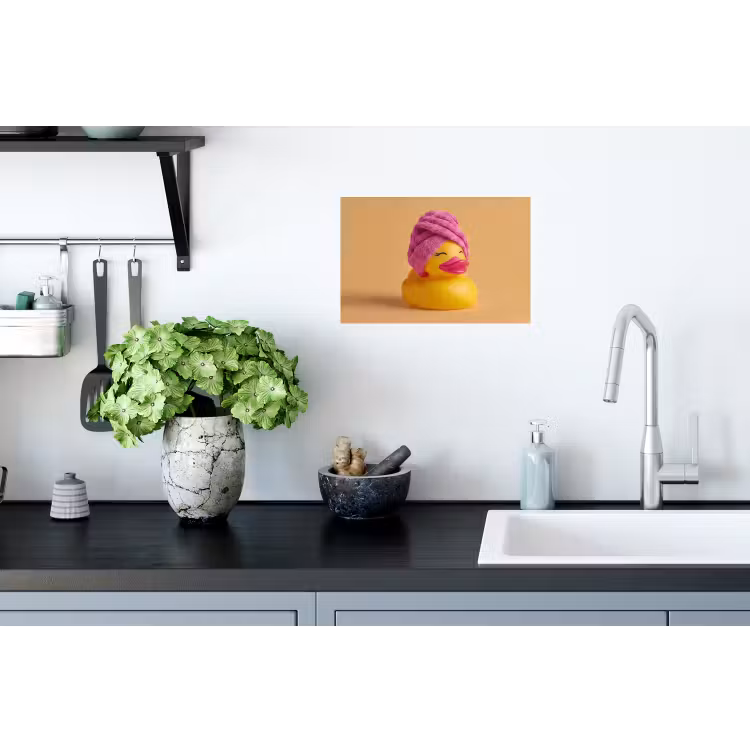 Badeend - Handdoek - Kleurrijk Muursticker klein -keuken