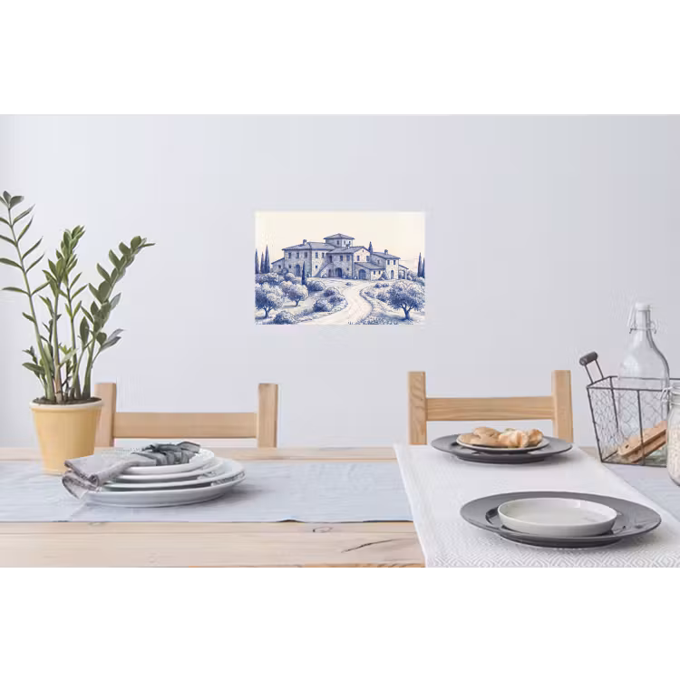 Rustiek - Landgoed - Blauw Muursticker klein -eettafel