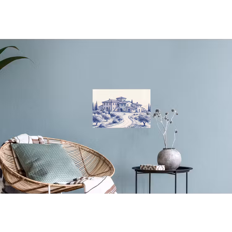 Rustiek - Landgoed - Blauw Muursticker klein -plant