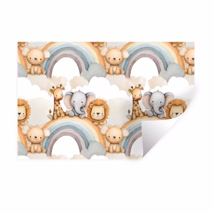 Safari - Regenboog - Kleurrijk Muursticker klein 286 -3d