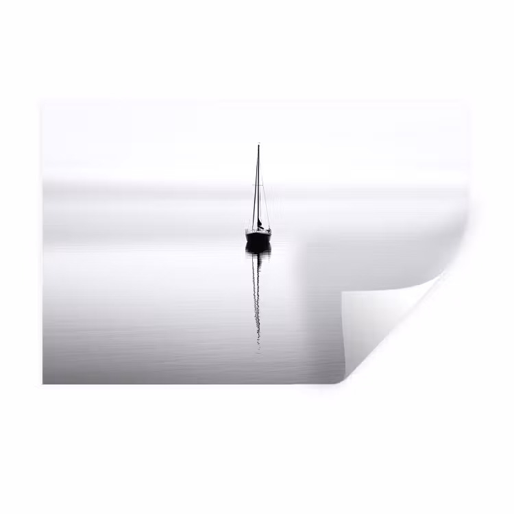 Zeilboot - Zwart - Water - Silhouet Muursticker klein -3d