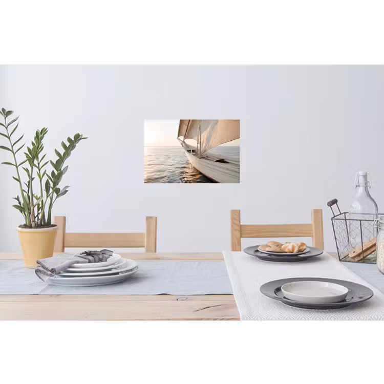 Zeilboot - Zee - Beige - Zon Muursticker klein -eettafel