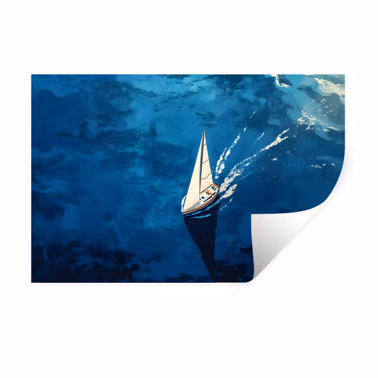 Zeilboot - Water - Abstract - Schaduw Muursticker klein -3d