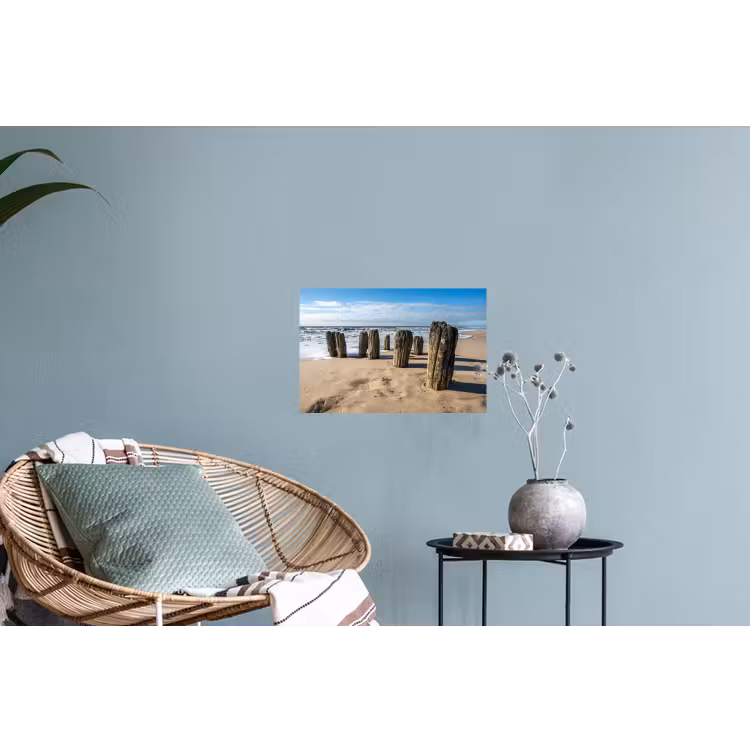 Zand - Strand - Paal - Water - Zomer Muursticker klein -plant