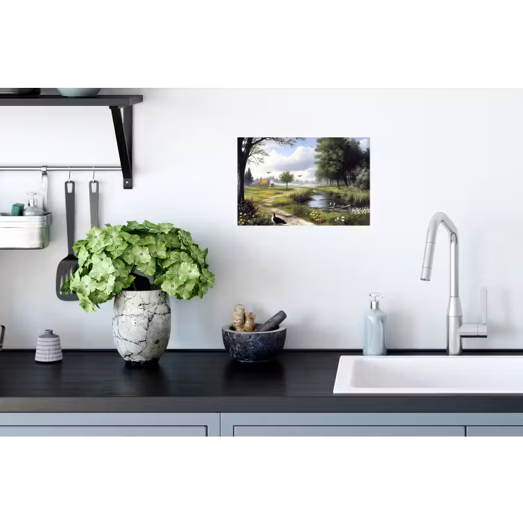 Zandpad - Groen landschap - Water Muursticker klein -keuken