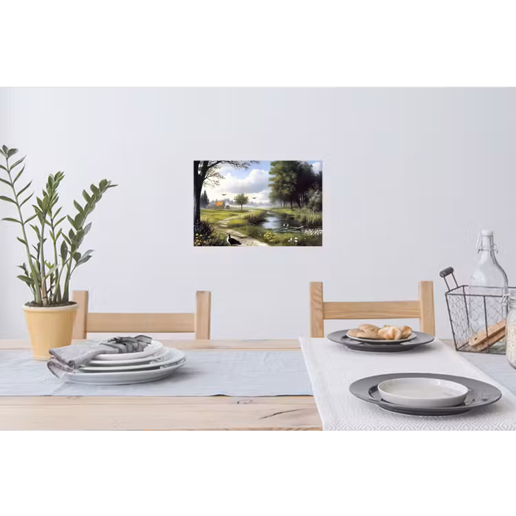 Zandpad - Groen landschap - Water Muursticker klein -eettafel