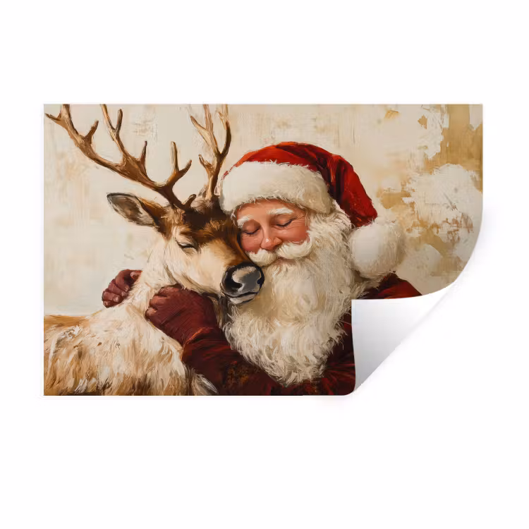 Kerstman - Rendier - Kerst - Christmas Muursticker klein -3d