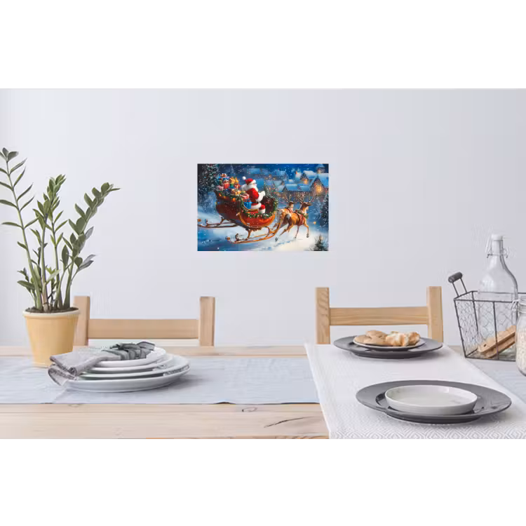 Kerstman - Rendier - Kerst - Sneeuw Muursticker klein -eettafel