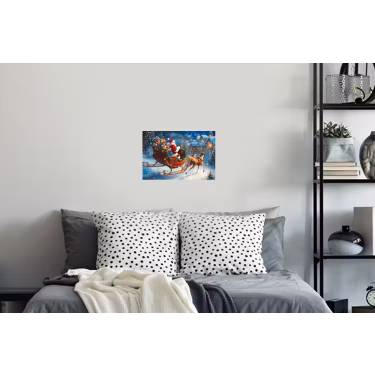 Kerstman - Rendier - Kerst - Sneeuw Muursticker klein -slaapkamer