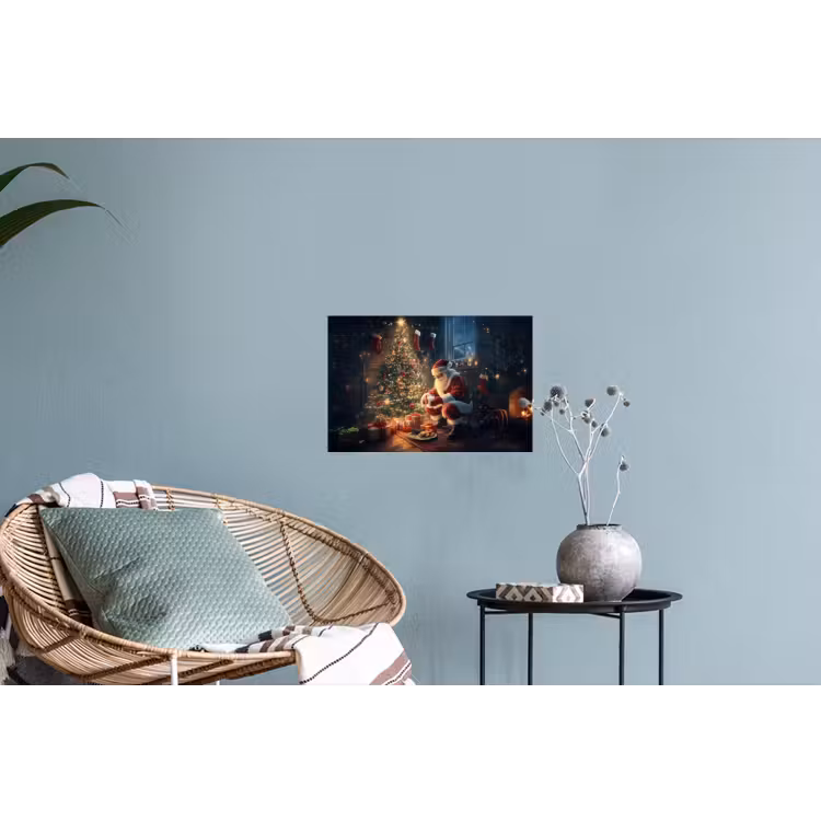 Kerstman - Haard - Donker Muursticker klein -plant