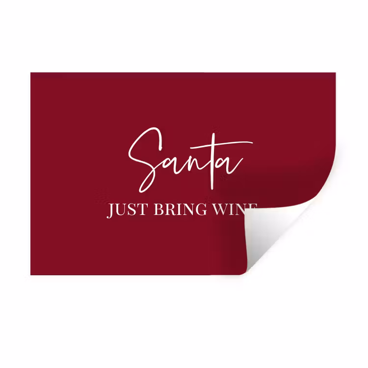 Santa - Wine - Rood - Kerst - Kerstman Muursticker klein -3d