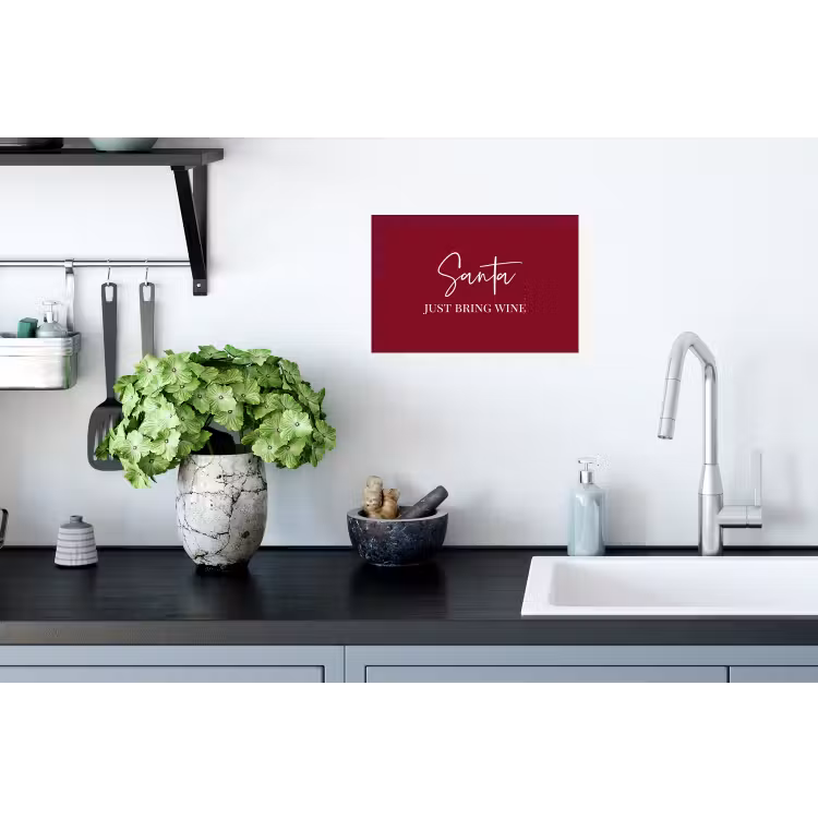 Santa - Wine - Rood - Kerst - Kerstman Muursticker klein -keuken