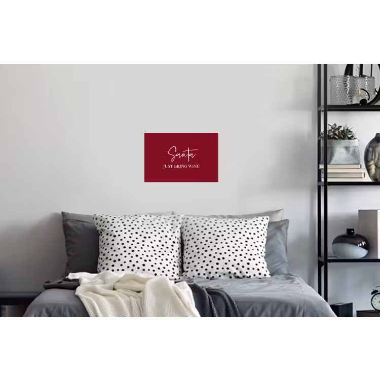 Santa - Wine - Rood - Kerst - Kerstman Muursticker klein -slaapkamer