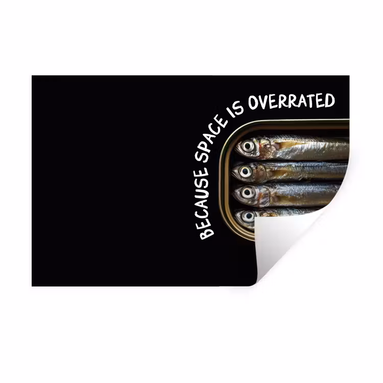 Sardines - Tekst - Vis - Blik Muursticker klein -3d
