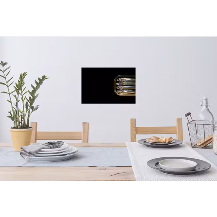 Sardines - Blik - Zwart - Vissen Muursticker klein -eettafel