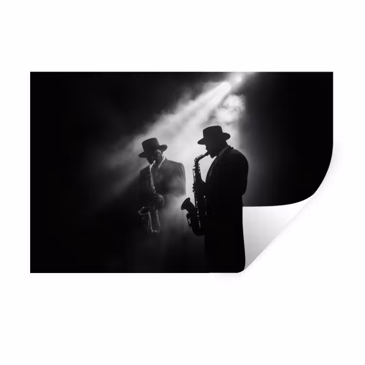 Saxofonisten - Hoeden - Rook - Licht Muursticker klein -3d