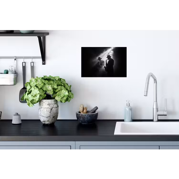 Saxofonisten - Hoeden - Rook - Licht Muursticker klein -keuken
