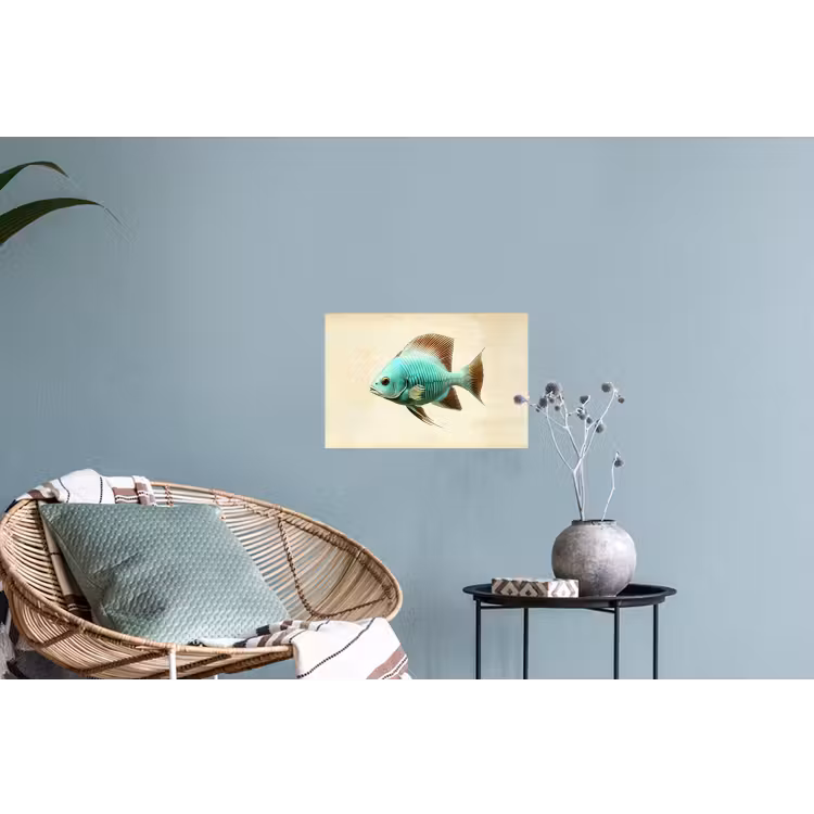 Schubben - Vis - Mint - Minimalistisch Muursticker klein -plant