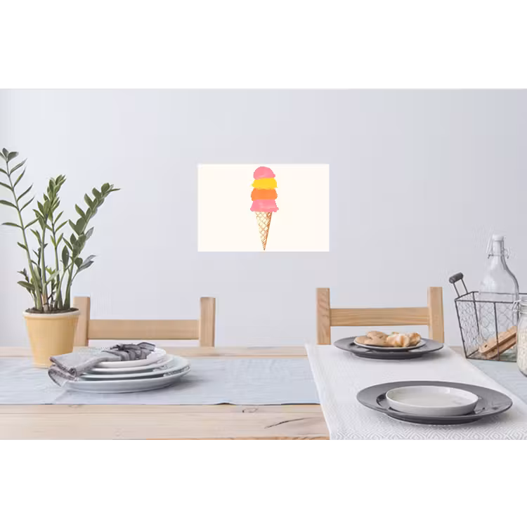 Schepijs - Hoorntje - Illustratie - Minimalistisch Muursticker klein -eettafel