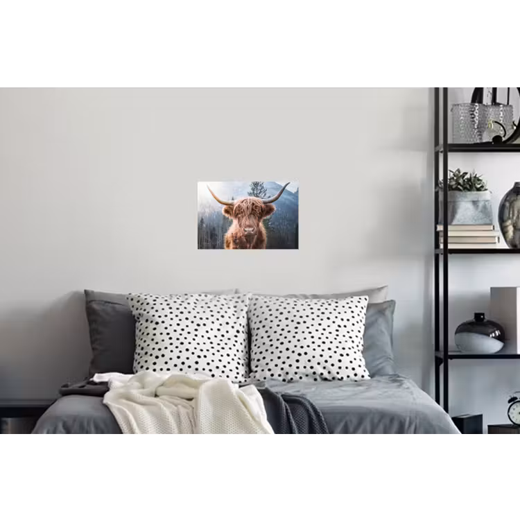 Schotse hooglander - Koe - Dieren - Berg - Natuur Muursticker klein -slaapkamer
