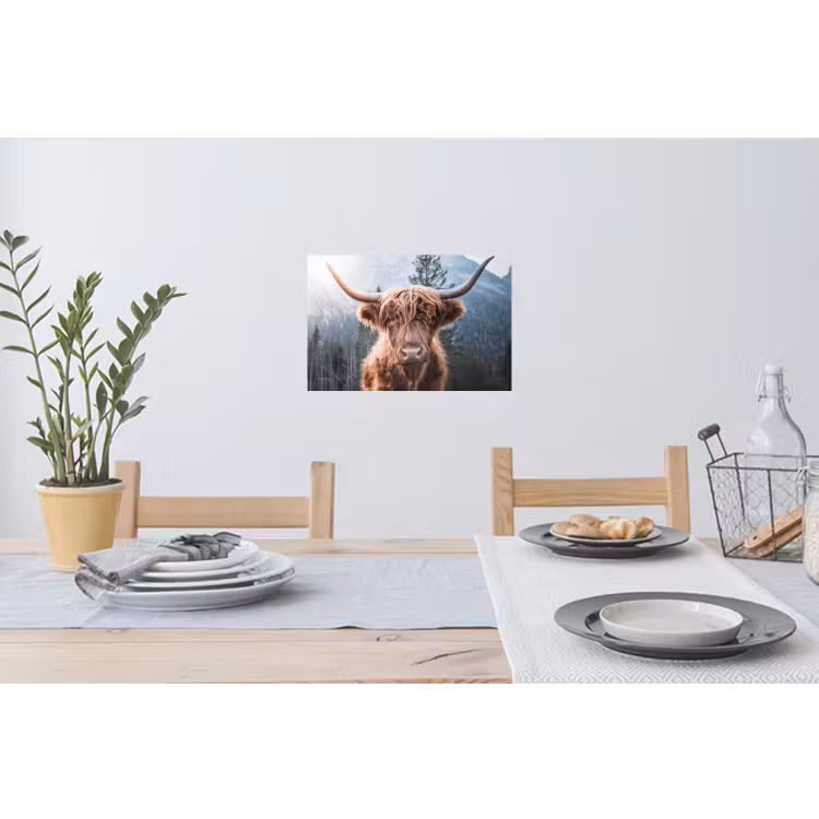 Schotse hooglander - Koe - Dieren - Berg - Natuur Muursticker klein -eettafel
