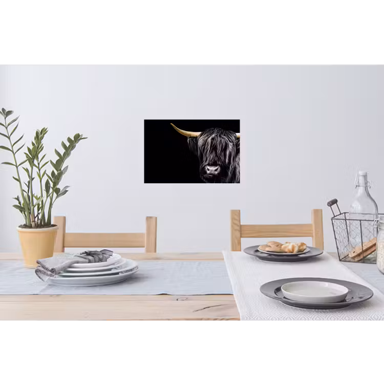 Schotse hooglander - Goud - Vacht - Dieren - Koe Muursticker klein -eettafel