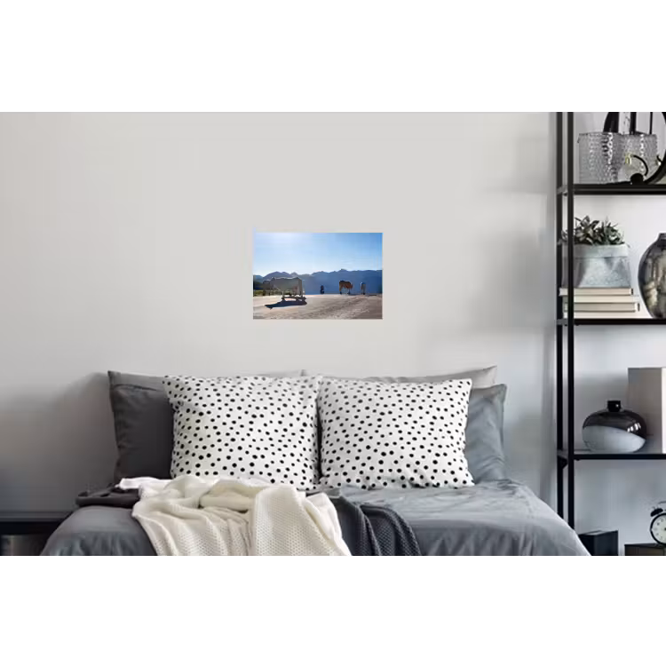 Schotse hooglander - Licht - Berg - Natuur Muursticker klein -slaapkamer