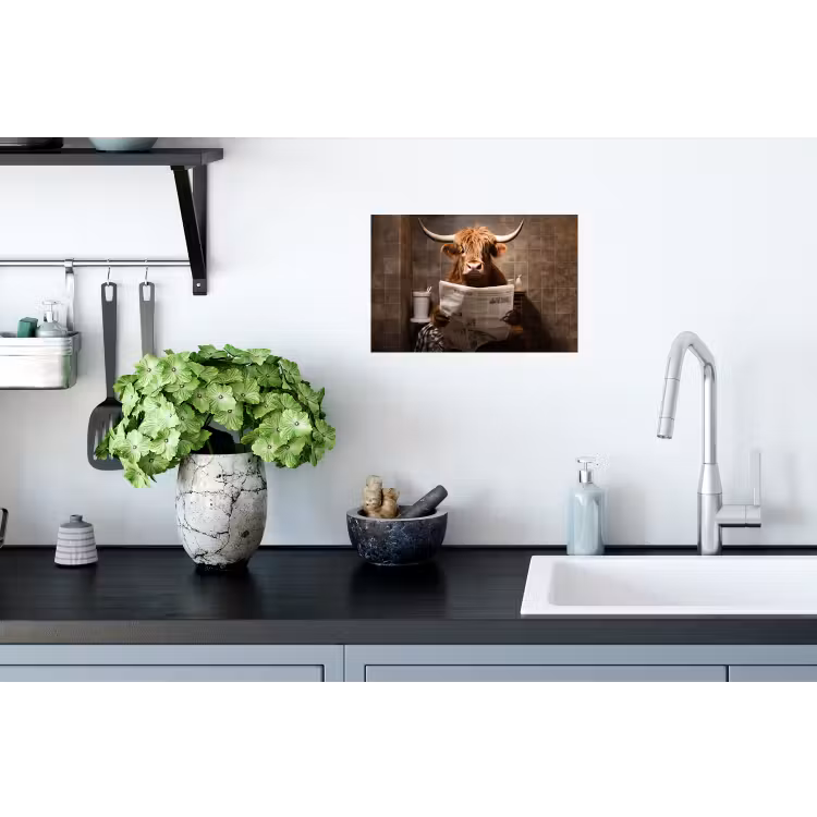 Schotse hooglander - Krant - Toilet Muursticker klein -keuken