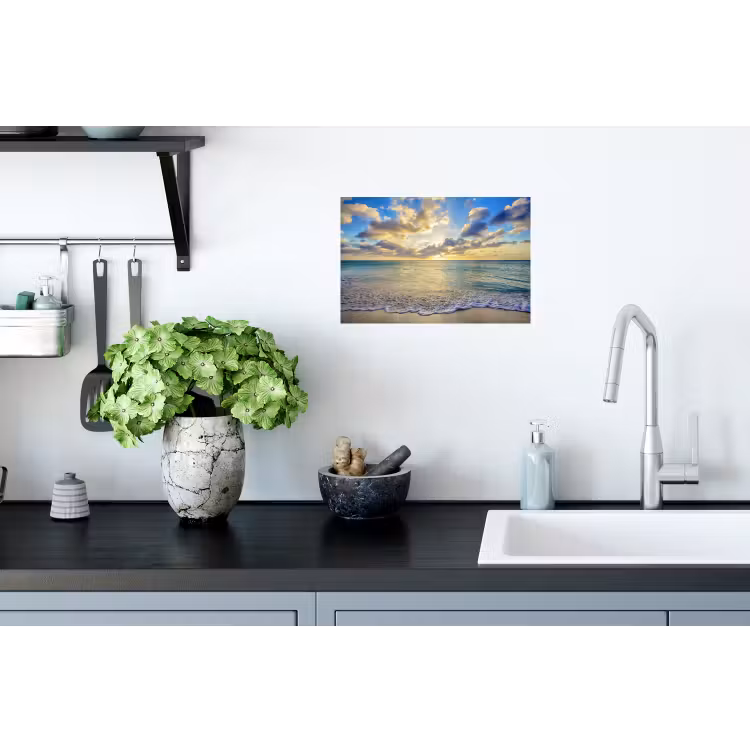 Zee - Strand - Wolken - Zon Muursticker klein -keuken