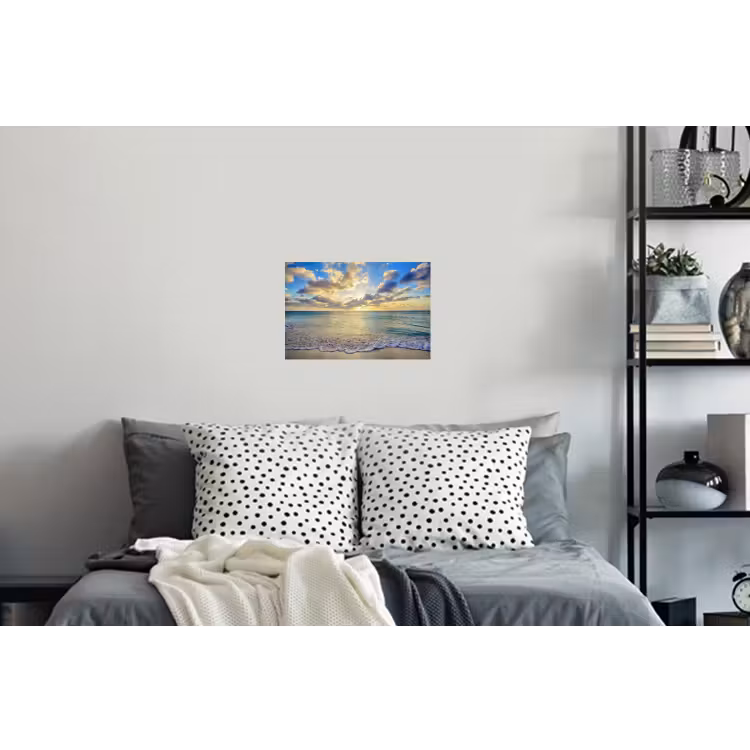 Zee - Strand - Wolken - Zon Muursticker klein -slaapkamer