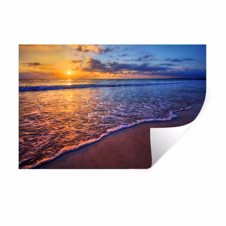 Zee - Strand - Zonsondergang - Wolken - Horizon Muursticker klein -3d