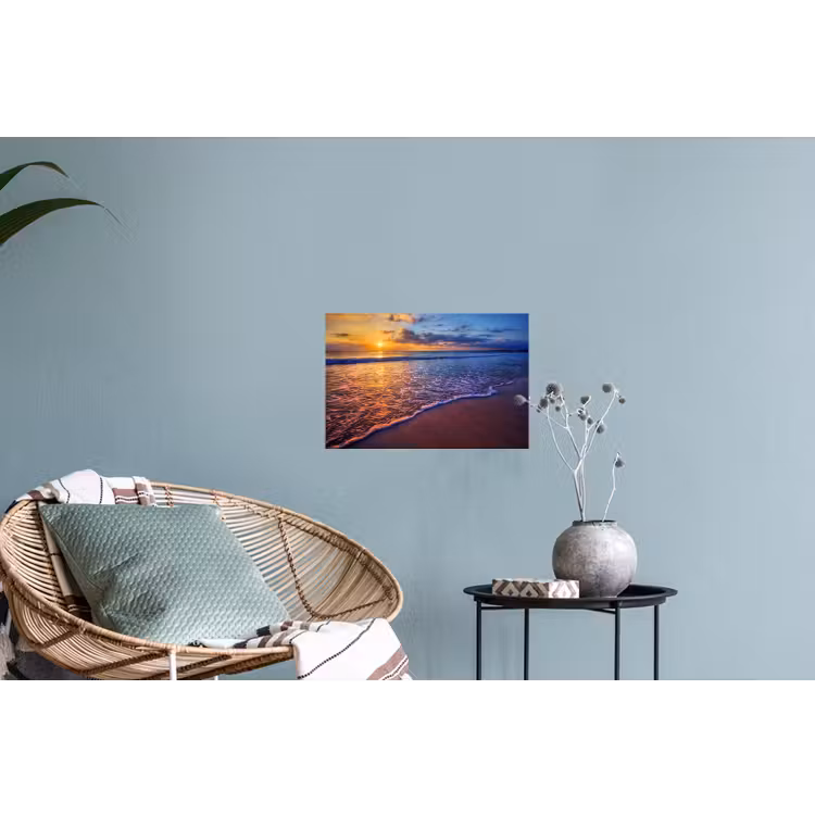 Zee - Strand - Zonsondergang - Wolken - Horizon Muursticker klein -plant
